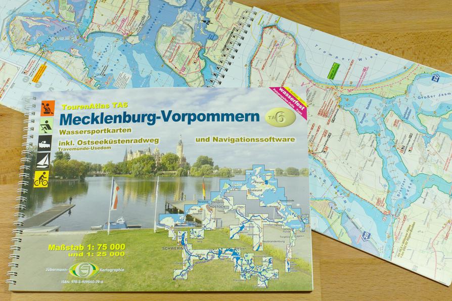 Wasserfest gedruckte Gewässerkarte Tourenatlas Jübermann TA6