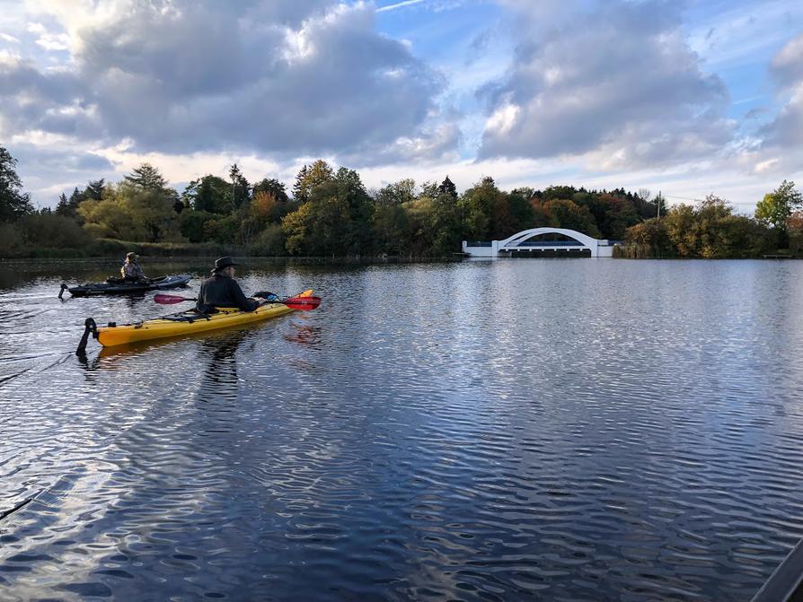 Rosensee mit weißer Brücke