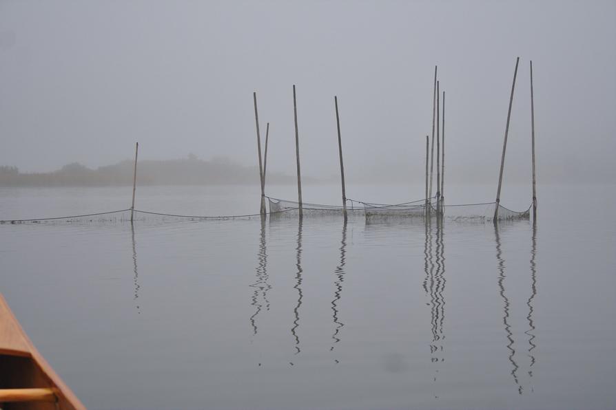 Fischernetze im Nebel