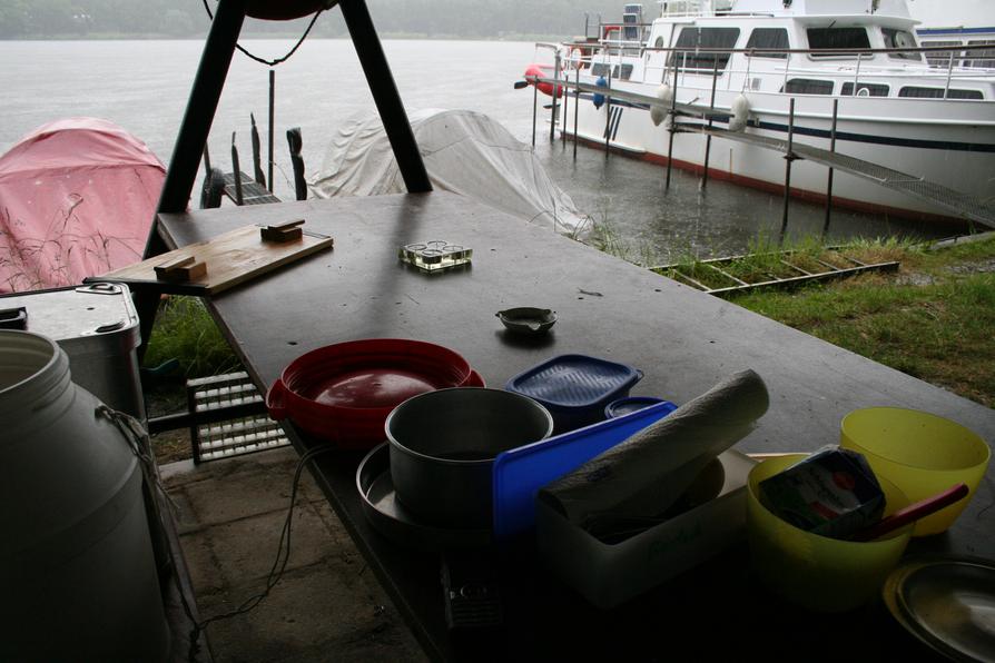 Frühstück bei Regen